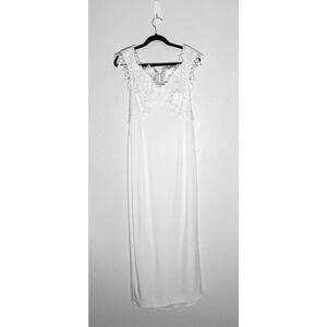 Vintage Women's Jessica McClintock White Lace Top Off The Shoulder Wedding Dress